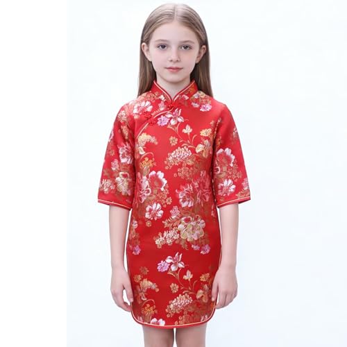 Vestido chino Qipao flores para niña miniatura 5