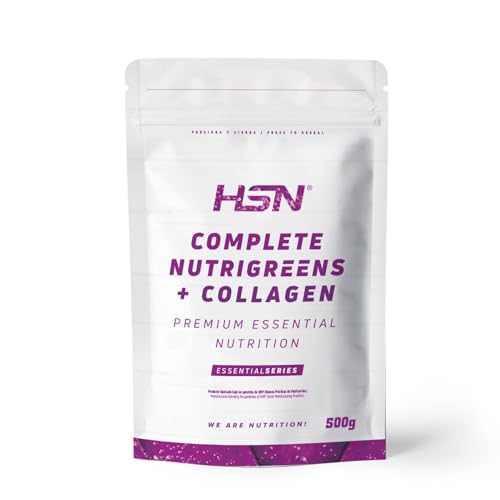 HSN Complete Nutrigreens + Colágeno | 500g | Greens con Colágeno Hidrolizado | Extractos Herbales 100% Natural | Con Probióticos y Enzimas | No-GMO, Sin Gluten ni Lactosa