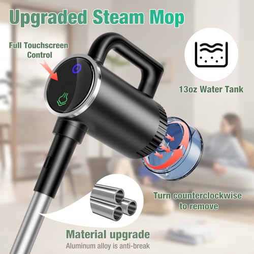 Image of 11-in-1 Steam Mop - Detachable Handheld Steam Cleaner with 380mL Tank, 260℉ Floor Steamer for Hardwood, Tile, Grout, Windows, Bath & Kitchen - 3-Level Steam Control, Multi-Purpose Floor Steam Cleaner
