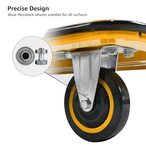 Image of Equal 300kg Capacity Steel Foldable Platform Trolley for Heavy Weight /Material Handling Goods Trolley for Home, Office, Warehouse & Industries - 61cm x 91cm (5 inch Wheel /Yellow Color)