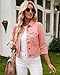Vetinee Women Jacket Shacket For Women Womens Denim Jacket Womens Shacket Jacket Pink Cropped Jacket Pink X-Large Size 16 Size 18