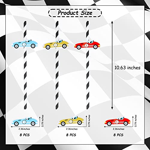 24 Pitillos de Papel con Diseño Coche Carrera para Fiesta miniatura 3