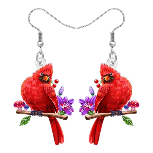 Boucles d'oreilles oiseau cardinal, cadeau porte-bonheur femme