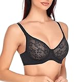 GHAKKE Plus Size Womens Shockproof Bra Comfort Push Up Chest Lingerie Breathable Anti-Sagging Underwear Ultra Thin Corset Top (Color : Black, Size : 42D)