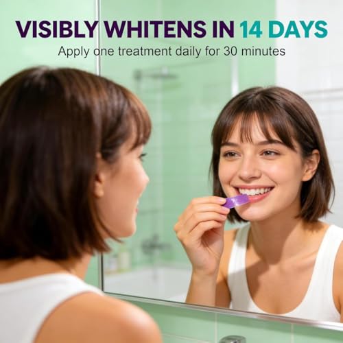 Image of Purple Teeth Whitening Strips - Pack of 1 Treatments (7 Strips) - Whitens Teeth in 1 Use | Peroxide & Sensitivity-Free, Enamel-Safe Oral Care | PAP & Hydroxyapatite For Stain Removal | Self-dissolving Strips