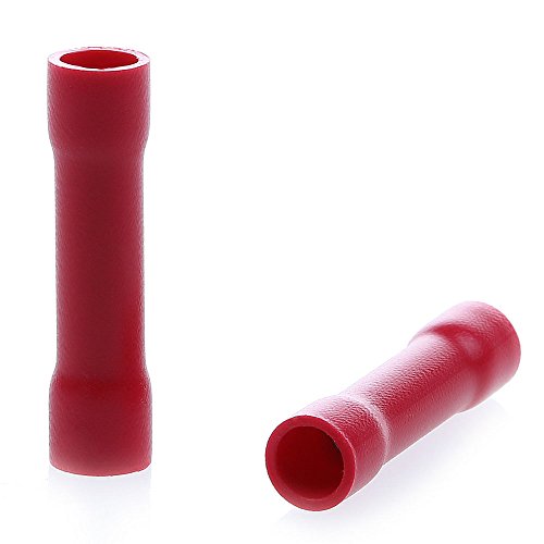Airic 101052220SW1-30-AMZ1 Red Butt Connectors Crimp Splice Terminals 100 Pcs 22-16 Awg Electrical Connector, Fully Insulated Pvc Wiring Crimps Terminal For 22,20,18,16 Gauge Wire thumb #1