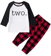 GLIGLITTR Birthday Boy Outfit 2nd 3rd 4th 5th Number Long Sleeve Shirt Buffalo Plaid Pants Toddle...