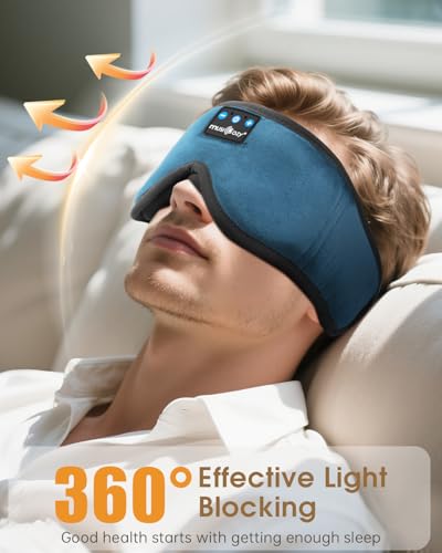 MUSICOZY 3D Bluetooth Sleep Mask Headphones, 100% Blockout Sleep Headphones with Bluetooth 5.4, 16H Play, Soft Eye Mask with Headphone for Sleeping,Travel,Nap & Side Sleepers, Gift for Men/Women - Image 4