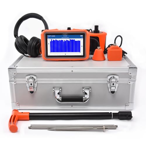 PQWT L5000 Underground Water Leak Detectors Indoor Outdoor Wall Water Pipe Detector Machine Multi Sensor Acoustic Pipeline Leakage Detection Kit Noise Reduction Headphone Smart Touchscreen Carry Case