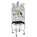 SUPER DEAL 53''/59.3''/63.5'' Rolling Bird Cage Large Wrought Iron Cage for Cockatiel Sun Conure Parakeet Finch Budgie Lovebird Canary Medium Pet House with Rolling Stand & Storage Shelf