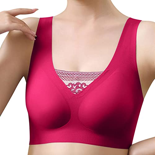 ZTFYKLIN Sujetadores Mujer Sujetador para Cierre Frontal Que Moldea Up Beauty Back Sports Cómodo Deporte (Red, M) Sin Aros con Relleno Ropa De Postoperatorio Pecho Asimetrico Lactancia Top