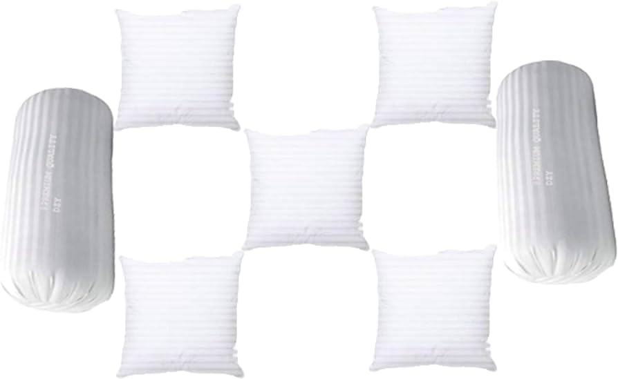 New Microfibre Shell Diwan Set of 5 Cushion (16x16-inch) and 2 Bolsters (16x30-inch) Set for Bedding/Sofa (White)-image-47