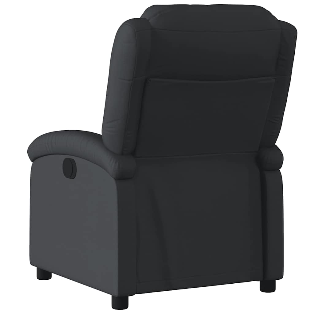Fauteuil de relaxation en cuir véritable noir avec fonction de couchage manuelle, 71 x 99,5 x 86,5 cm, cadre stable en bois et métal, fauteuil en cuir confortable pour salon, meubles de