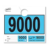 Versa-Tags 1000 Blue Car Dealer Service Hang Tags Service Dispatch Numbers, Service Department Numbered Key Tags for Mechanic Repair Shop 3 Part Key Ring - Blue (9000-9999)