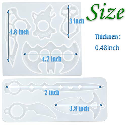 2 PCS Self Defence Resin Silicone Molds, Brass Knuckles Keychain Casting Molds with 10 Key Rings for DIY Crafts, Handmade Gifts