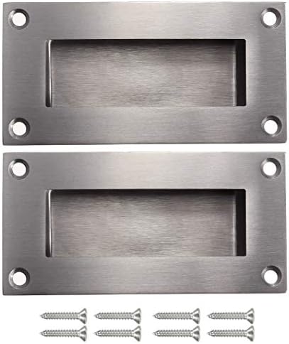 NewZC 2 Pack Flush Recessed Sliding Rectangle Door Pull Handles Inset ...