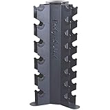 Body-Solid 3-Side Vertical Dumbbell Rack for 5-50 lb. - Compact, Space-Saving Weight Holder for Home Gym, Holds upto 10 Pair of Dumbbells with Medicine Ball Storage Tray