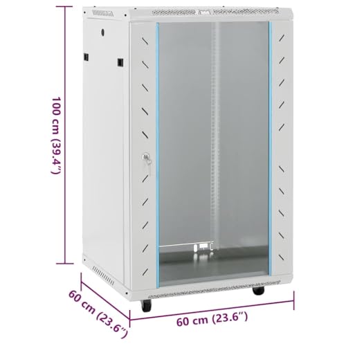 Vidaxl Armadietto Di Rete 18U Con Ruote 19" IP20 60X60X100 Cm, Armadio Di Rete Autoportante, Armadio Dati, Supporto Di Rete - 2