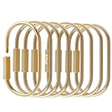 8 Pcs Locking Carabiner Key Rings for Keys,Gold Carabiner Keychain Clip,Screw Lock...