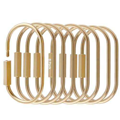 Locking Carabiner Key Rings for Keys Gold Carabiner Keychain Clip Screw Lock Keychain Organizer Purse Bag Charms Brass