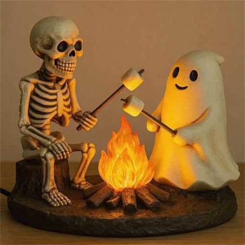 Tête de mort spectre lumineux Halloween résine artisanale - 5