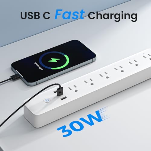 Image of GHome Smart Power Strip, WiFi Surge Protector with 6 Individually Controlled Outlets, 3 USB Ports, Compatible with Alexa & Google Home