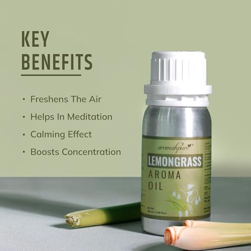 Image of Aromahpure Lemongrass Aroma Oil | 100ml Undiluted & Natural | Long-Lasting Scent for Aromatherapy, Candle & Soap Making, Diffusers, Room Freshener, Humidifier, Bathroom Revitalizer & Home Essentials