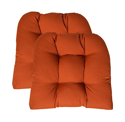 RSH Décor Sunbrella Indoor Outdoor 2 pk Wicker Patio Chair Seat Cushion Pillow Water Resistant Pad - Choose Color (Canvas Rust)