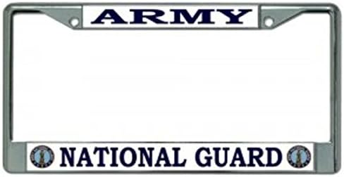 Army National Guard Chrome License Plate Frame Free Screw Caps with This Frame