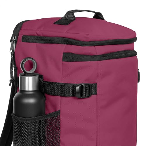 Image of EASTPAK Carry Pack - Convertible Duffel & Backpack, 30L Cabin-Size Travel Bag, Laptop Sleeve, Water Bottle Holder, Multiple Pockets, Wine Burgundy