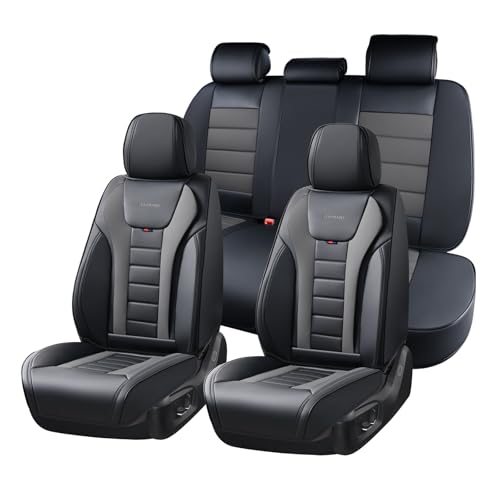 Image of Coverado Car Seat Covers Full Set, Seat Covers for Cars, Front Seat Covers and Back Seat Cover Waterproof Leather Automotive Seat Cover, Universal Car Interior Protectors Cushion for Most Cars