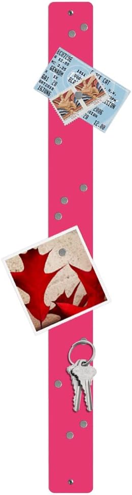 Three by Three Seattle Large Magnetic Strip Bulletin Board (3-Pack) – 28″ × 2.5″ Metal Magnetic Display Board with 12 Neodymium Magnets Each (Pink)