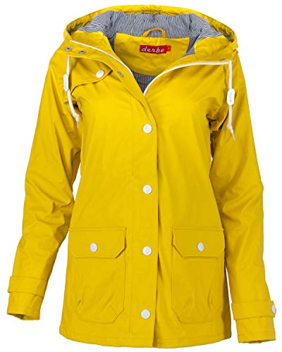 derbe Damen Regenmantel, Farbe:gelb, Größe:42