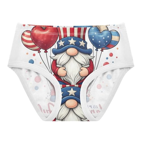 Personalized Toddler Underwear Custom 2t Cotton Cute Panties Girl USA 4th July Cute Gnome White Underpants Briefs