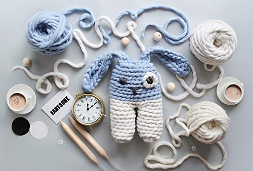 Eastsure Chunky Braid Cotton Yarn Supre Large For Arm Knitting Diy Handmade Blankets Machine Washable,Light Green,1.1Lb #TOP6