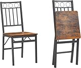 Rpuzonier Folding Dining Chairs Set of 2, Foldable Wood Kitchen Chairs with Metal Frame, Retro Folding Chair Portable and Assembled Folding Kitchen Chair for Apartment, Small Space (Set of 2)