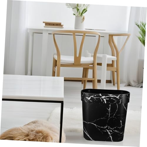 Caneca de basura rectangular negra de plástico sin tapa miniatura 5