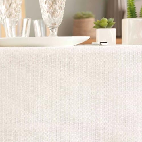 Nappe rectangle jacquard blanche 140x250 anti-plis Douceur d'Intérieur - 5