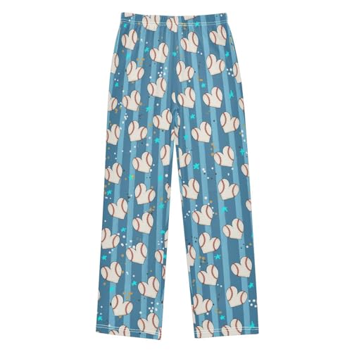 Boys' Pants Baseball Blue Stripe Long Bottoms Jogger Pants Elastic Waist Trousers with Pockets S-XL