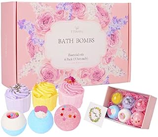 Bath Bombs Gift Set6pcs, TTRWIN Organic Natural Vegan Spa Bath Bomb Kit with Different Organic Essential Oils