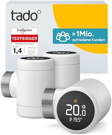 tado° Smartes Heizkörperthermostat X – Trio Pack | Heizungssteuerung per App, Smart Speaker kompatibel (Alexa, Siri, Google Assistant), Energie sparen, DIY Installation