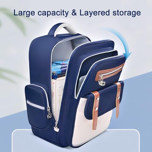 Schoolbags for Primary School Students Weight-reducing Children's Backpack Large-capacity for Boys Girls (Blue)3
