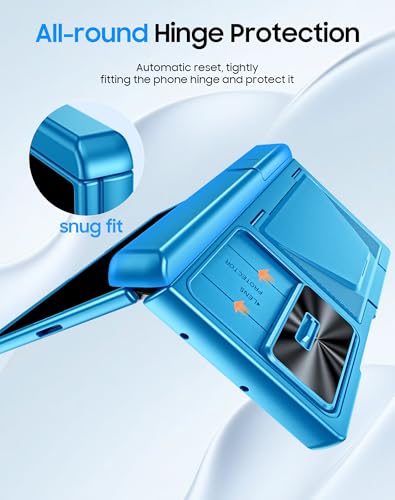 Image of for Samsung Galaxy Z Fold 7 Case with Card Holder RFID Blocking & Privacy Screen Protector & Slide Lens Cover & Hinge Protection & Kickstand, Shockproof Wallet Case for Z Fold 7 (Lake Blue)