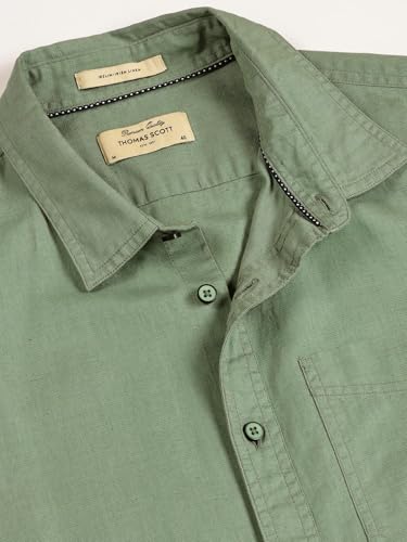 Image of Thomas Scott Men's | Solid | Half Sleeve | Regular Fit | Premium Irish Linen | Spread Collar | Casual Shirt