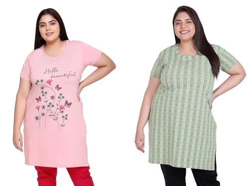 Image of In Love Women's Plus Size Cotton Printed T-Shirt with Pocket - Combo Pack of 2