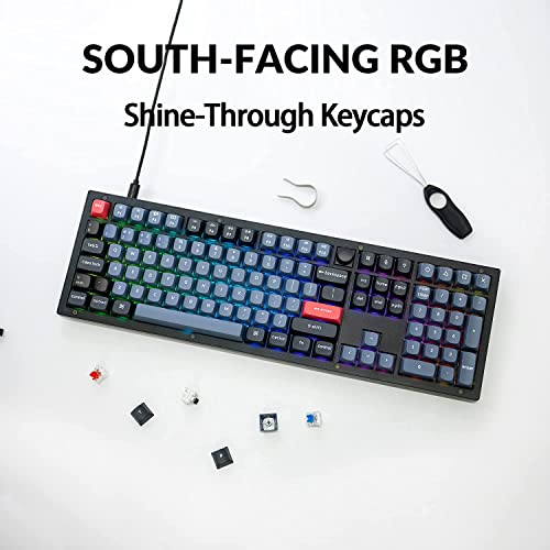 Image of Keychron V6 ISO-UK-Layout Wired Custom Mechanical Keyboard Knob Version, Full-Size QMK /VIA Programmable, Hot-swappable K Pro Brown Switch, for Mac Windows Linux (Frosted Black-Translucent)