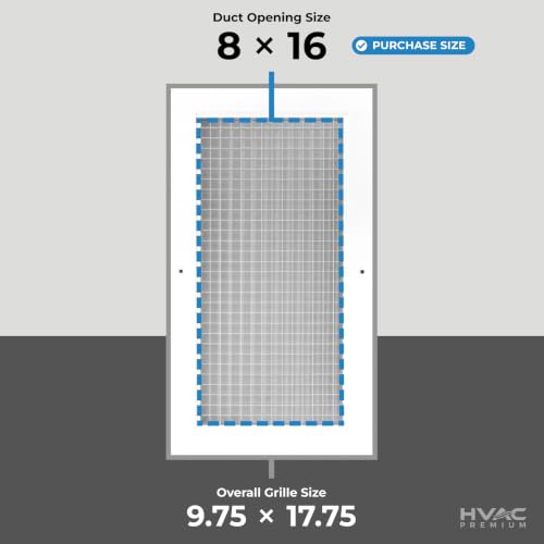 Image of HVAC Premium 8 inch x 16 inch or 16 inch x 8 inch Cube Core Eggcrate Return Air Grille - Aluminum Rust Proof - HVAC Vent Duct Cover - White [Outer Dimensions: 9.75 X 17.75]