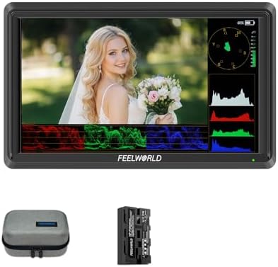 FEELWORLD S55E 5.5 inch Camera DSLR Field Monitor Small Full HD 1920x1152 IPS LUT Video Peaking Focus Assist with 4K HDMI 8.4V DC Input Output Include Tilt Arm with Battery and Case