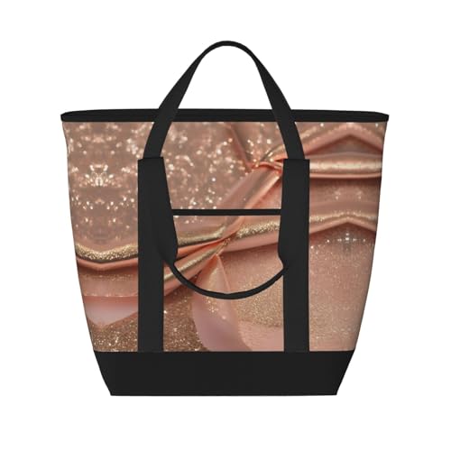 Sac isotherme grande capacité au design paillettes or rose avec anses