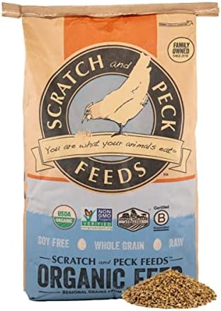 Scratch and Peck Naturally Free Organic Grower Chicken Feed for Chickens and Ducks - 25-lbs - Non-GMO Project Verified, Always Soy Free - 2003-25